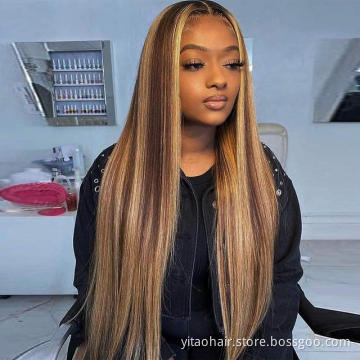 wholesale price piano color  Synthetic Hair Wigs With Highlights  Pre-Plucked Big Factory Stock